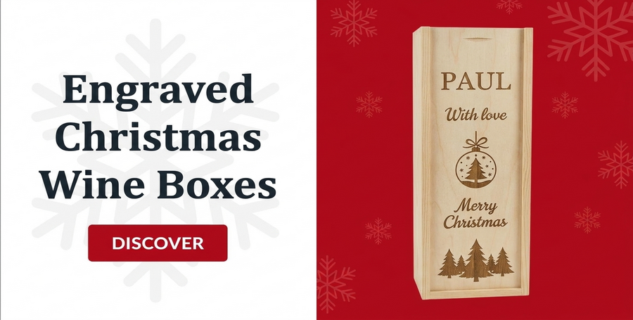 Engraved Christmas wine boxes