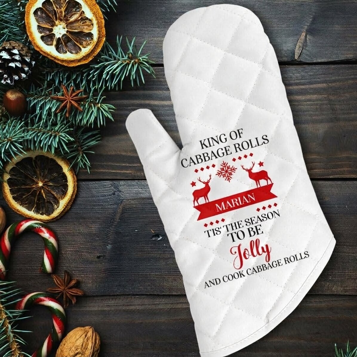 Personalised oven glove and text - King of sarmale