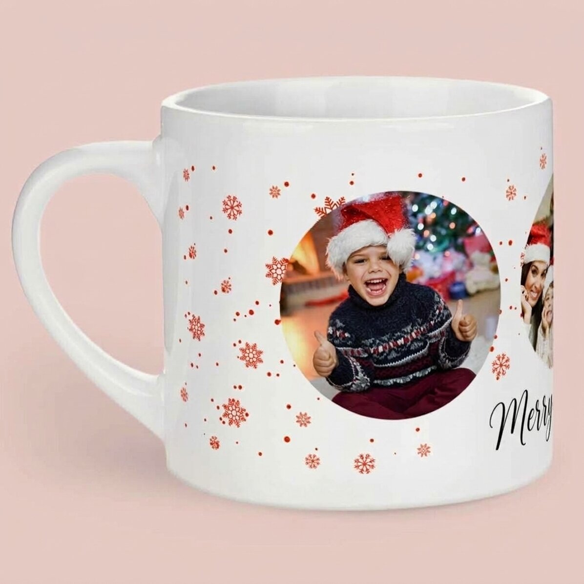Personalised mug for children with 3 photos - Christmas joy