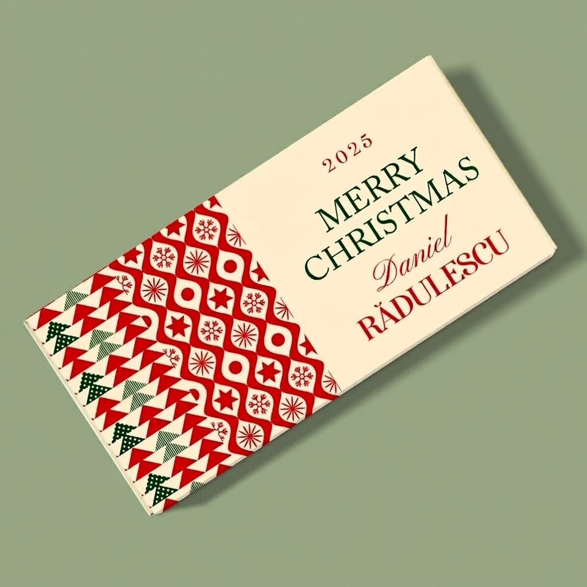 Personalised chocolate with name and message - Classic Christmas