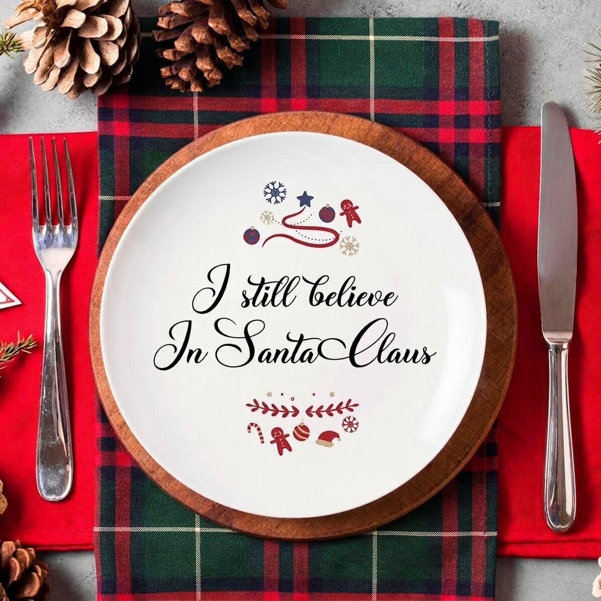 Personalised plate with text - I still believe in Santa