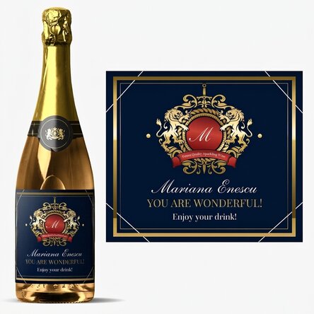 Personalised sparkling wine with text - Heraldry