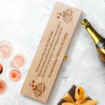 Personalised sparkling wine box with Christmas message