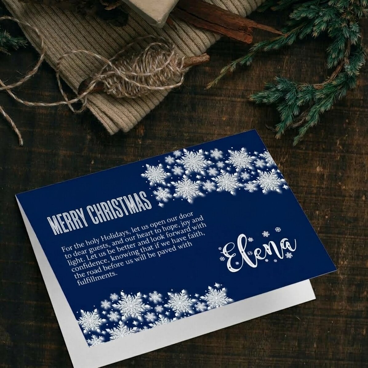Personalised greeting card - Blue Christmas