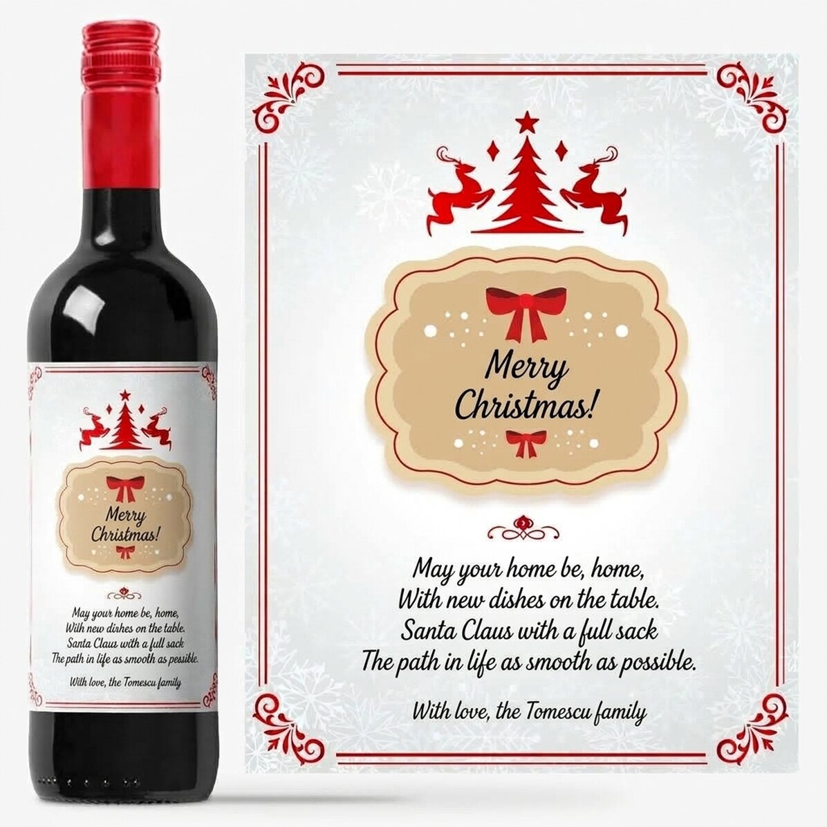 Personalised wine with text - Christmas greeting