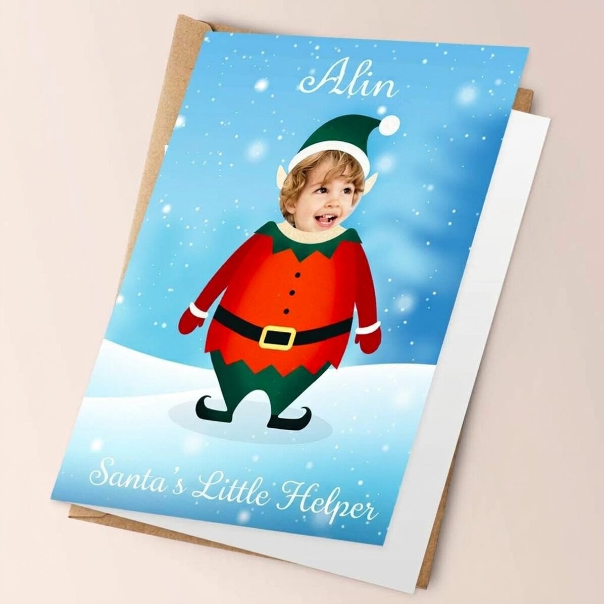 Personalised greeting card with photo and text - Santa