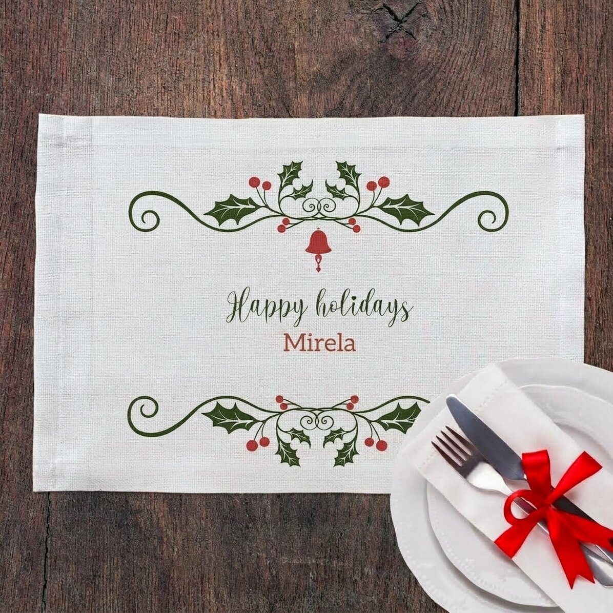 Personalised plate holder - Happy holidays