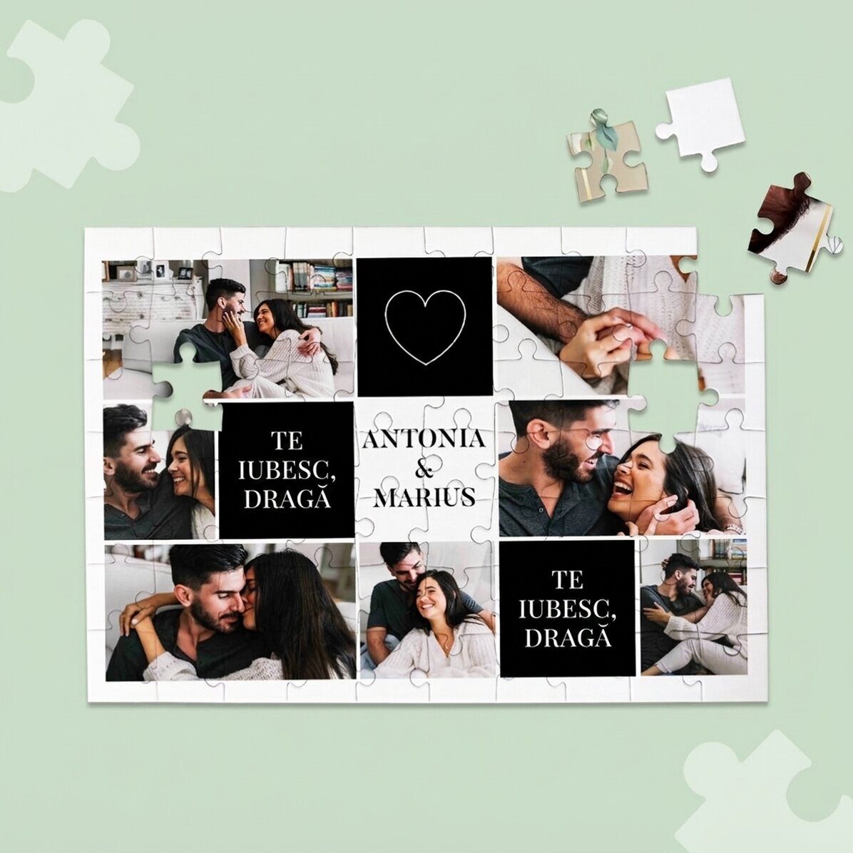 Personalised puzzle with 5 photos and text, 28x19 cm - The two of us