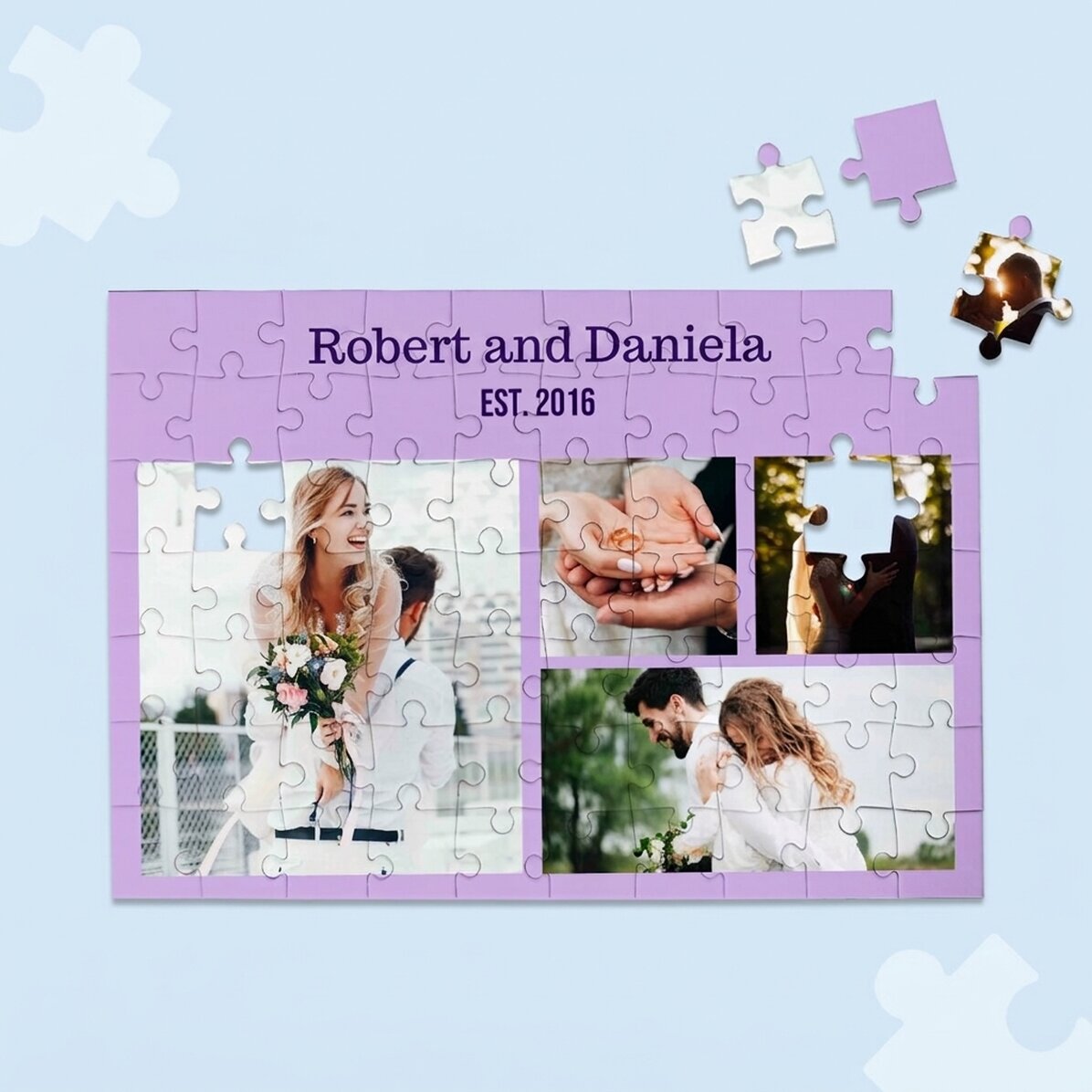 Personalised puzzle with 4 photos and text, 28x19 cm - Sweet memories