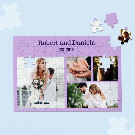 Personalised puzzle with 4 photos and text, 28x19 cm - Sweet memories