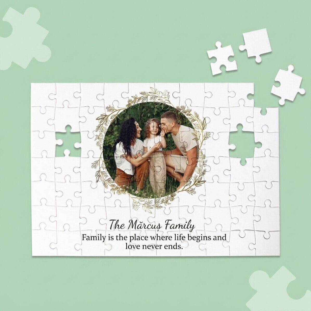 Personalised puzzle with a photo and text 28x19 cm - Family