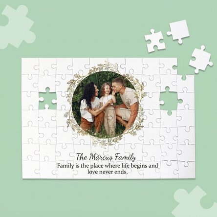 Personalised puzzle with a photo and text 28x19 cm - Family