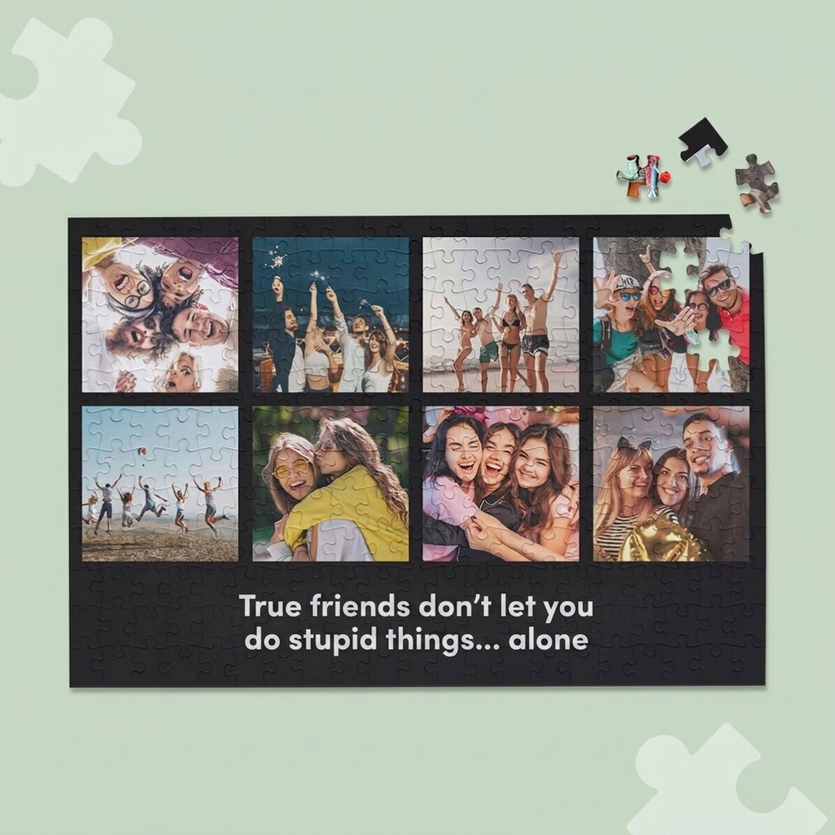 Personalised puzzle with 8 photos and text, 36x24 cm