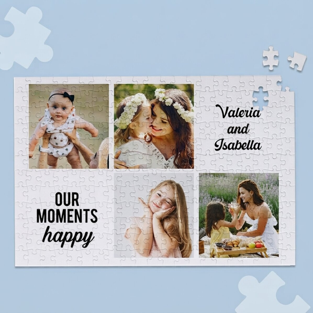 Personalised puzzle with 4 photos and text 40x28.5 cm - Moments