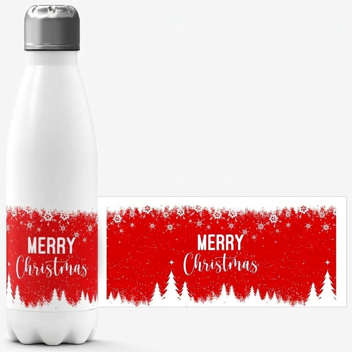 Thermos with white base personalised with name - Winter spirit