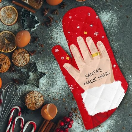 Personalised oven glove with text - Santa