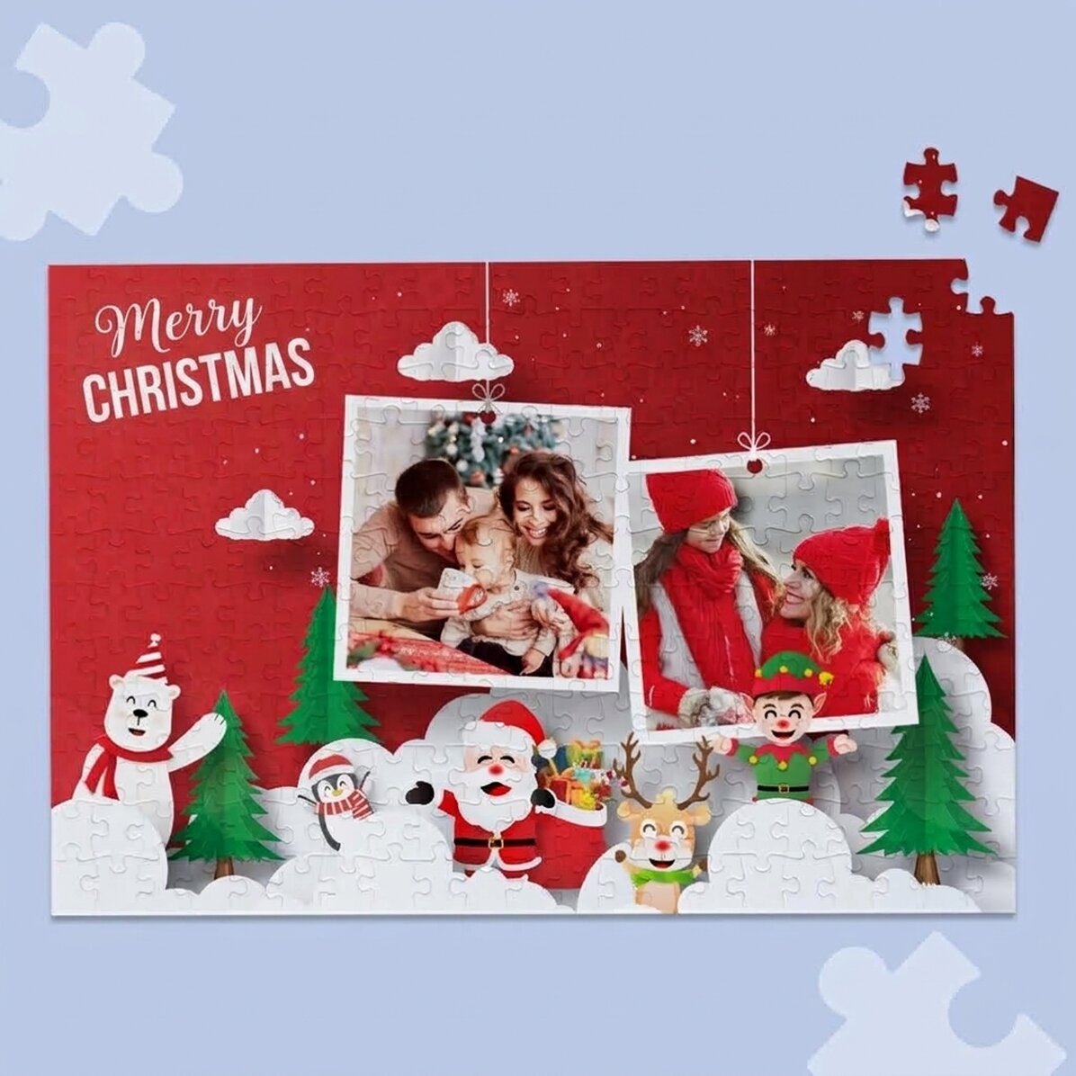 Personalised puzzle with 2 photos 40x28.5 cm - Merry Christmas