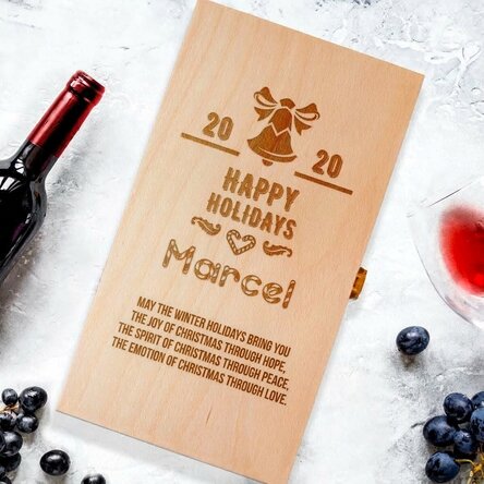 Personalised wine box for two bottles - Merry Christmas