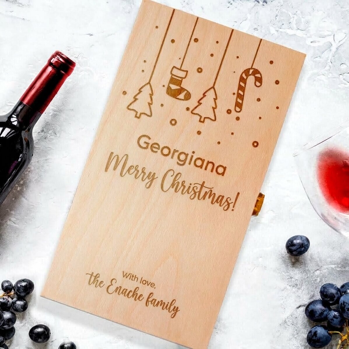 Personalised wine box for two bottles - Christmas decorations