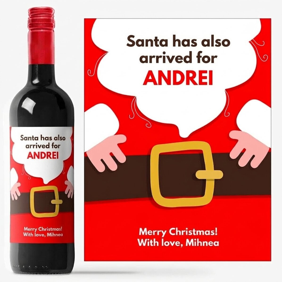 Personalised wine with text - Santa has arrived