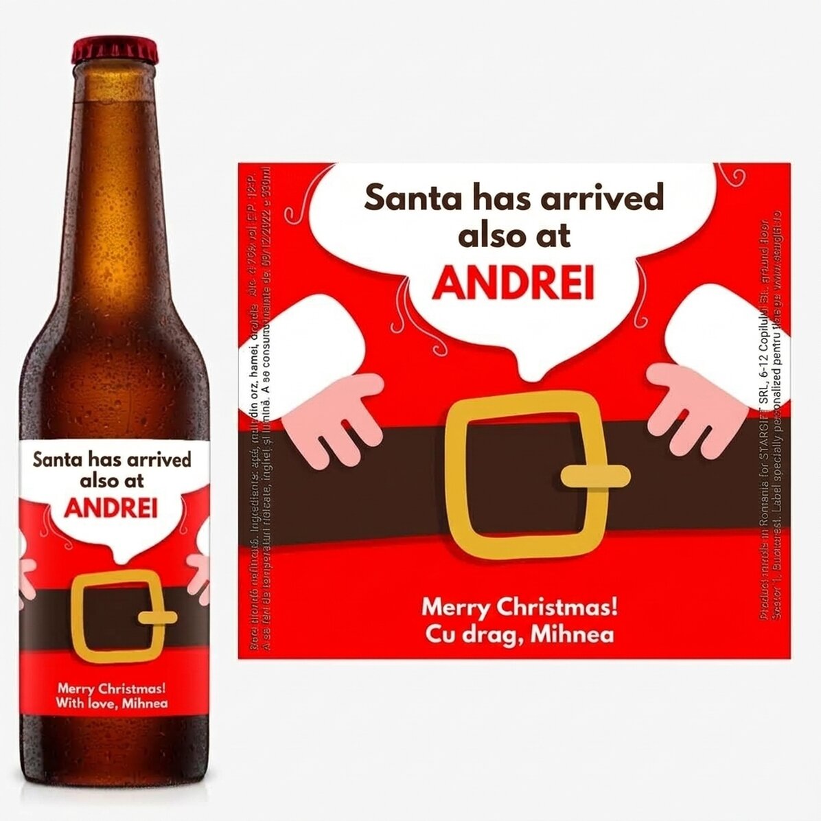 Personalised beer with text - Santa has arrived