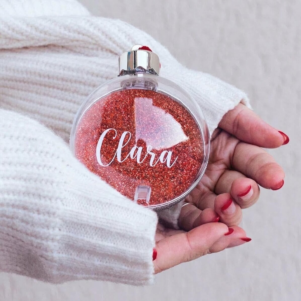 Personalised globe with your name - Red glitter