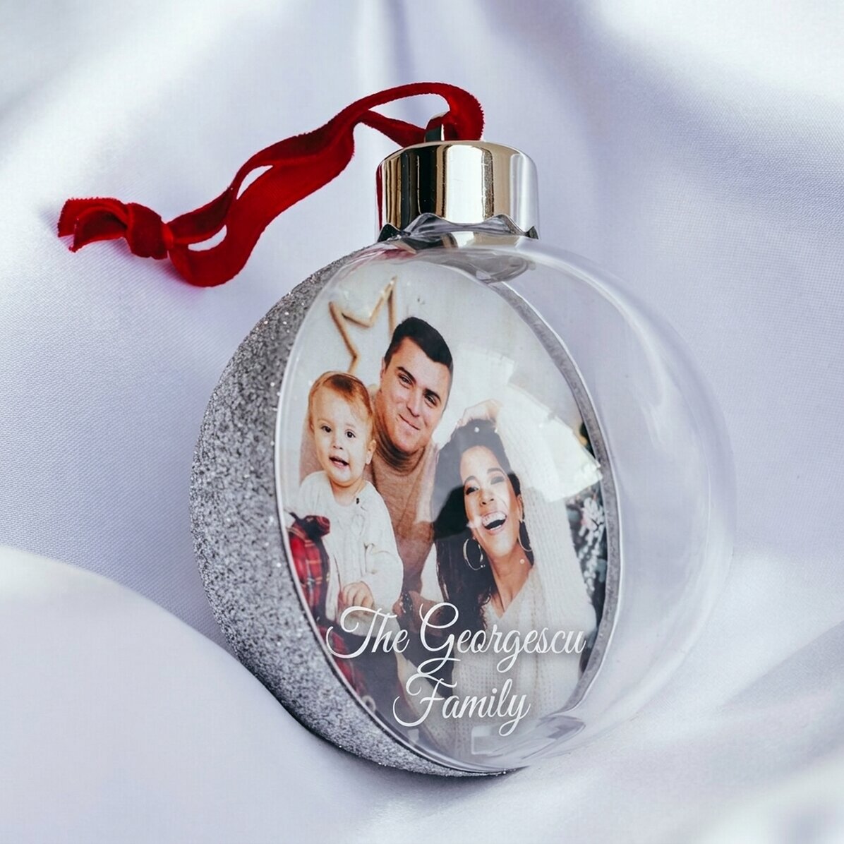 Personalised globe with a photo and text