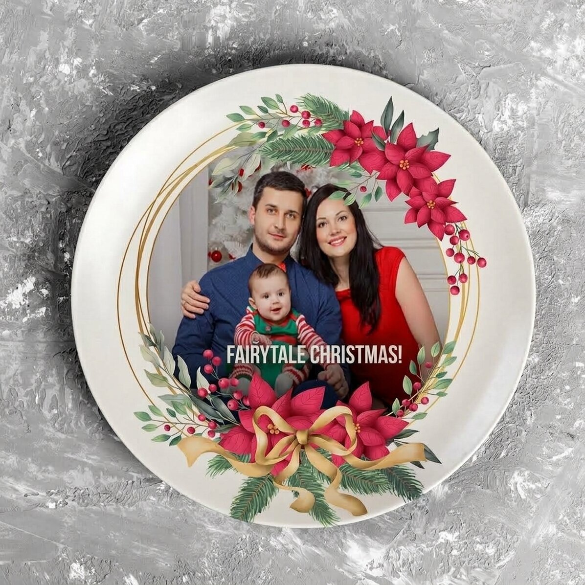 Personalised plate with a photo and text - Christmas