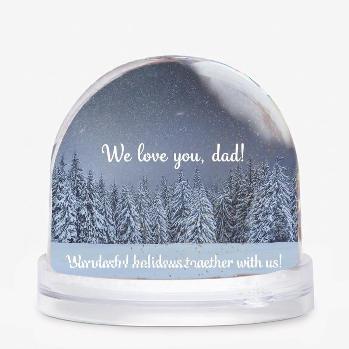 Personalised desk globe with photo and text - Winter dreams