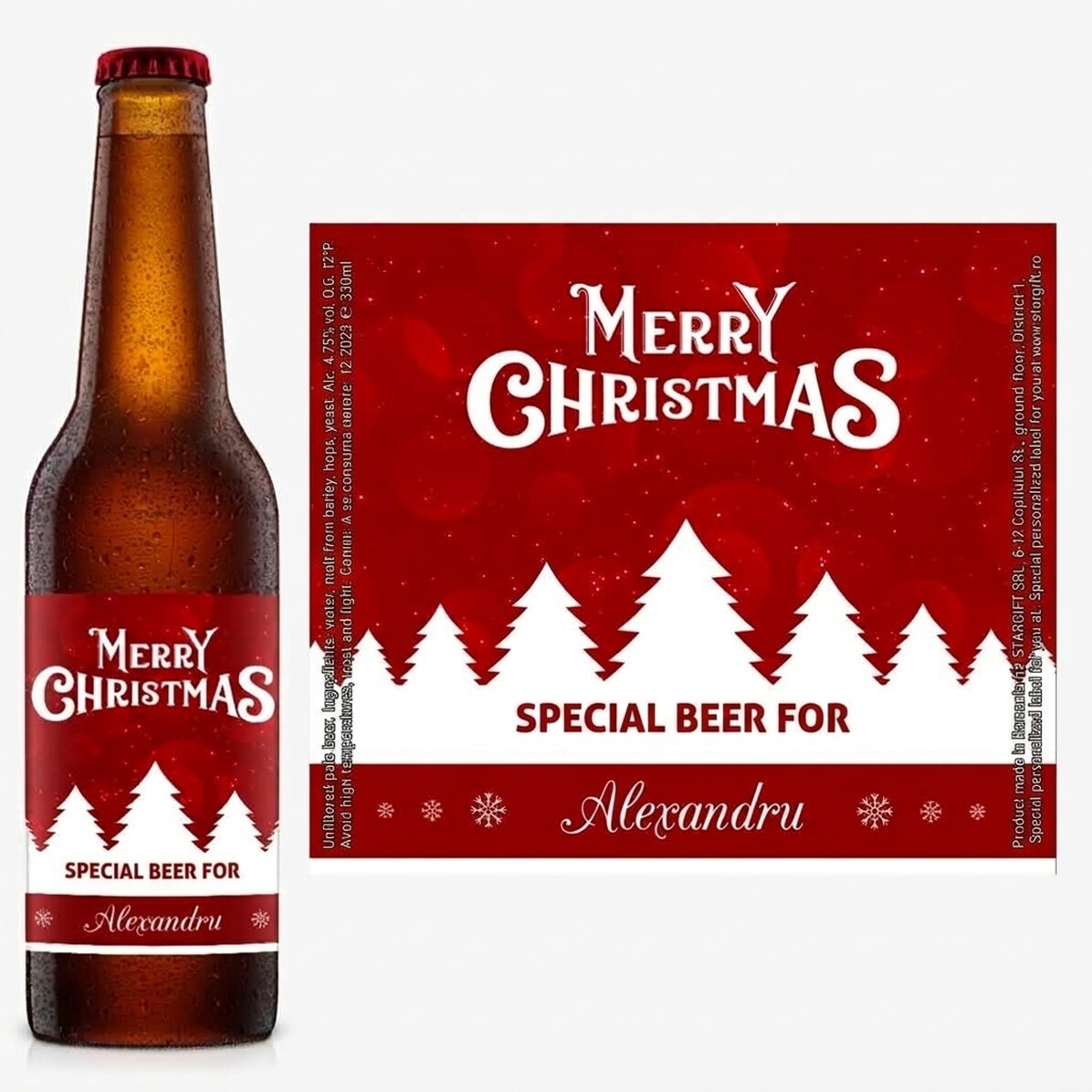 Personalised beer with text - Merry Christmas