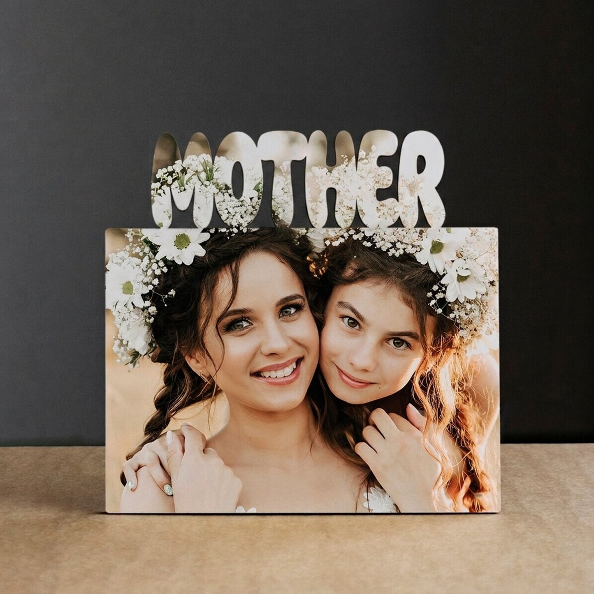 Personalised desk photo frame with a photo - model MUM