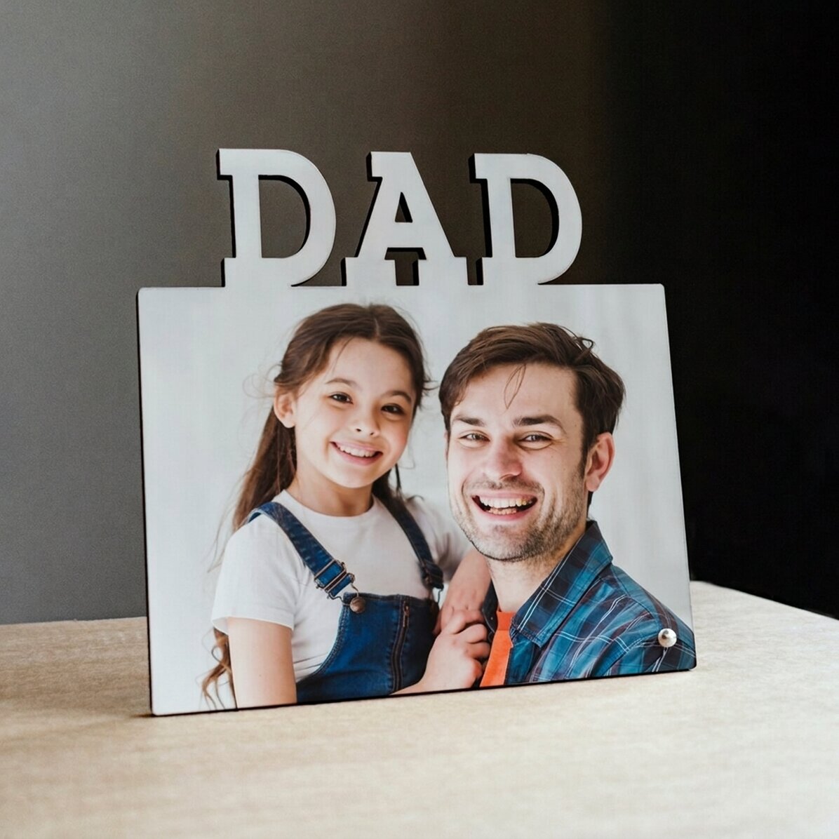 Personalised desk photo frame with a photo - model DAD