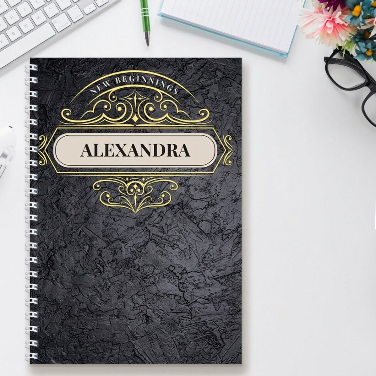 Personalised notebook with text - New Beginnings