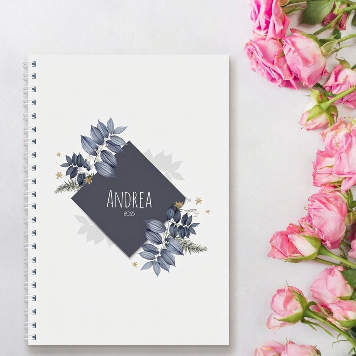 Personalised notebook with text - Flowers