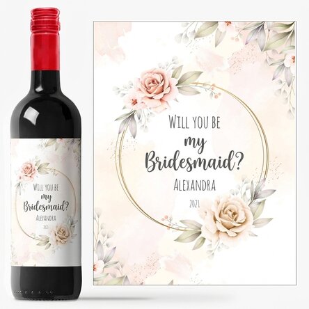 Personalised wine with text - Will you be my bridesmaid?