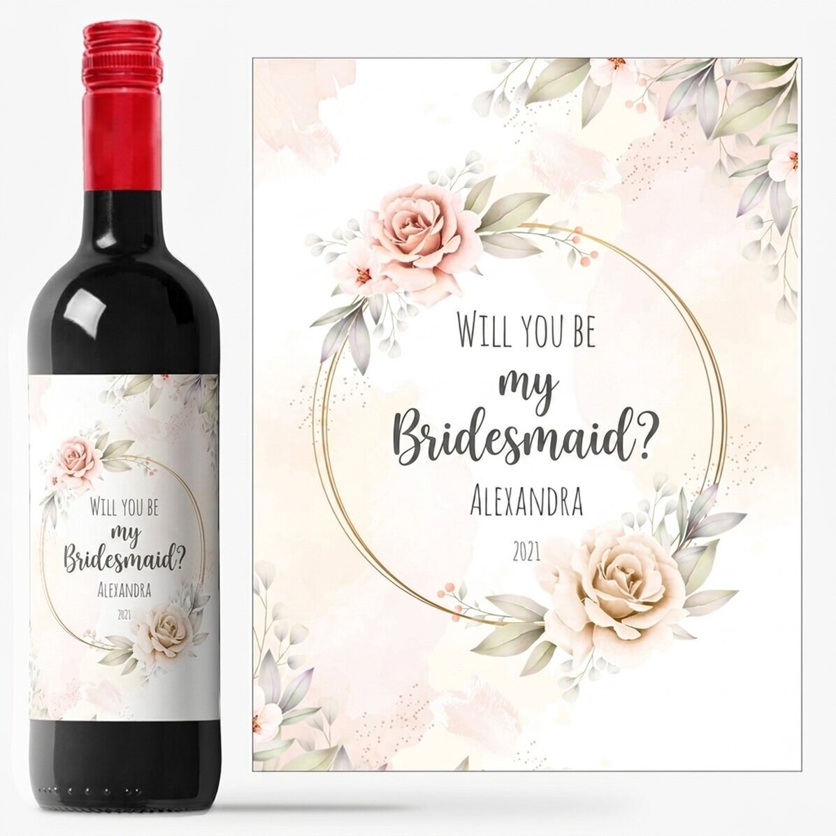 Personalised wine with text - Will you be my bridesmaid?