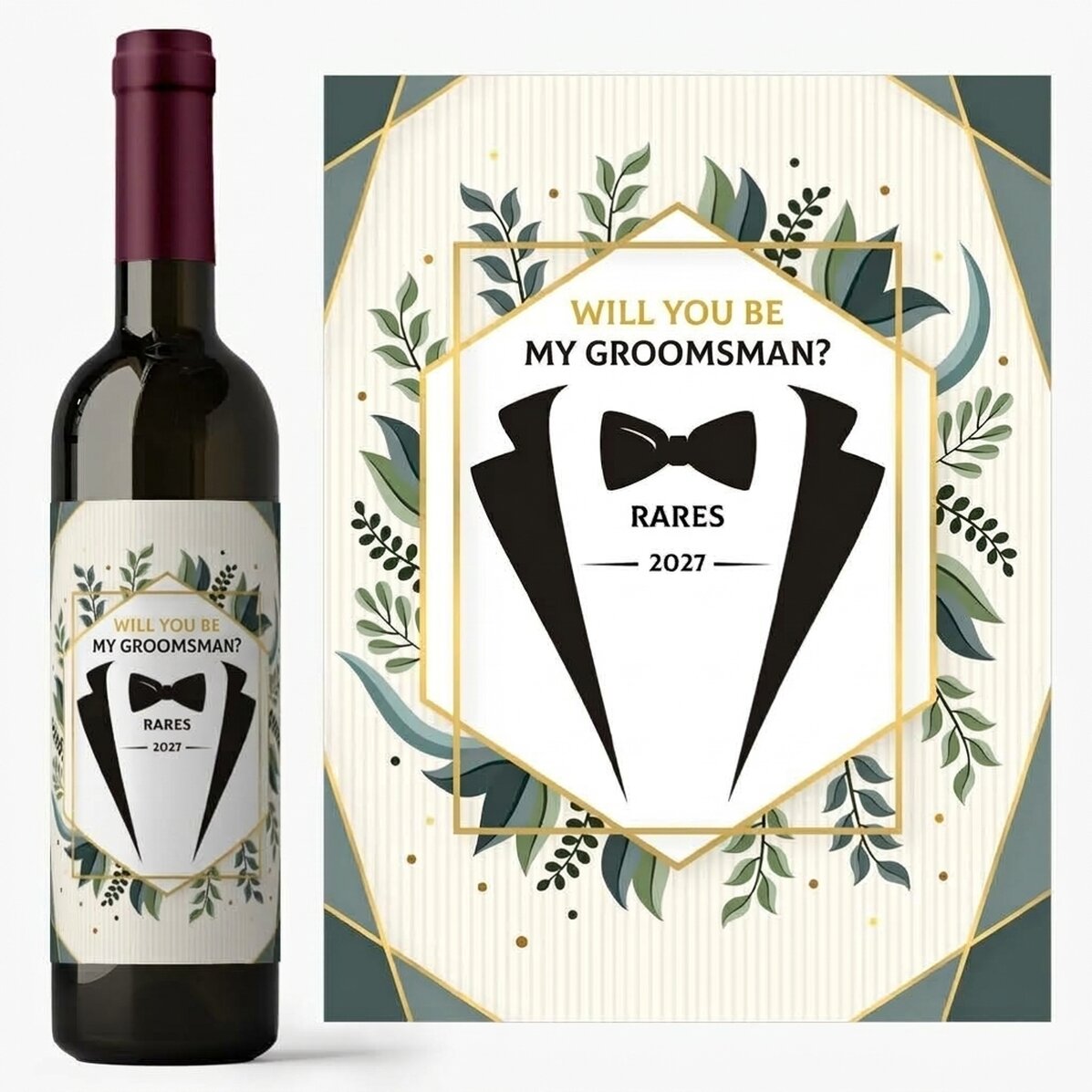 Personalised wine with text - Will you be my best man?