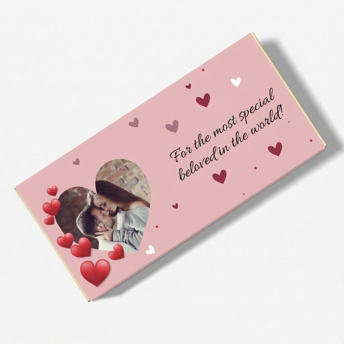 Personalised chocolate with text and photo - I love you!