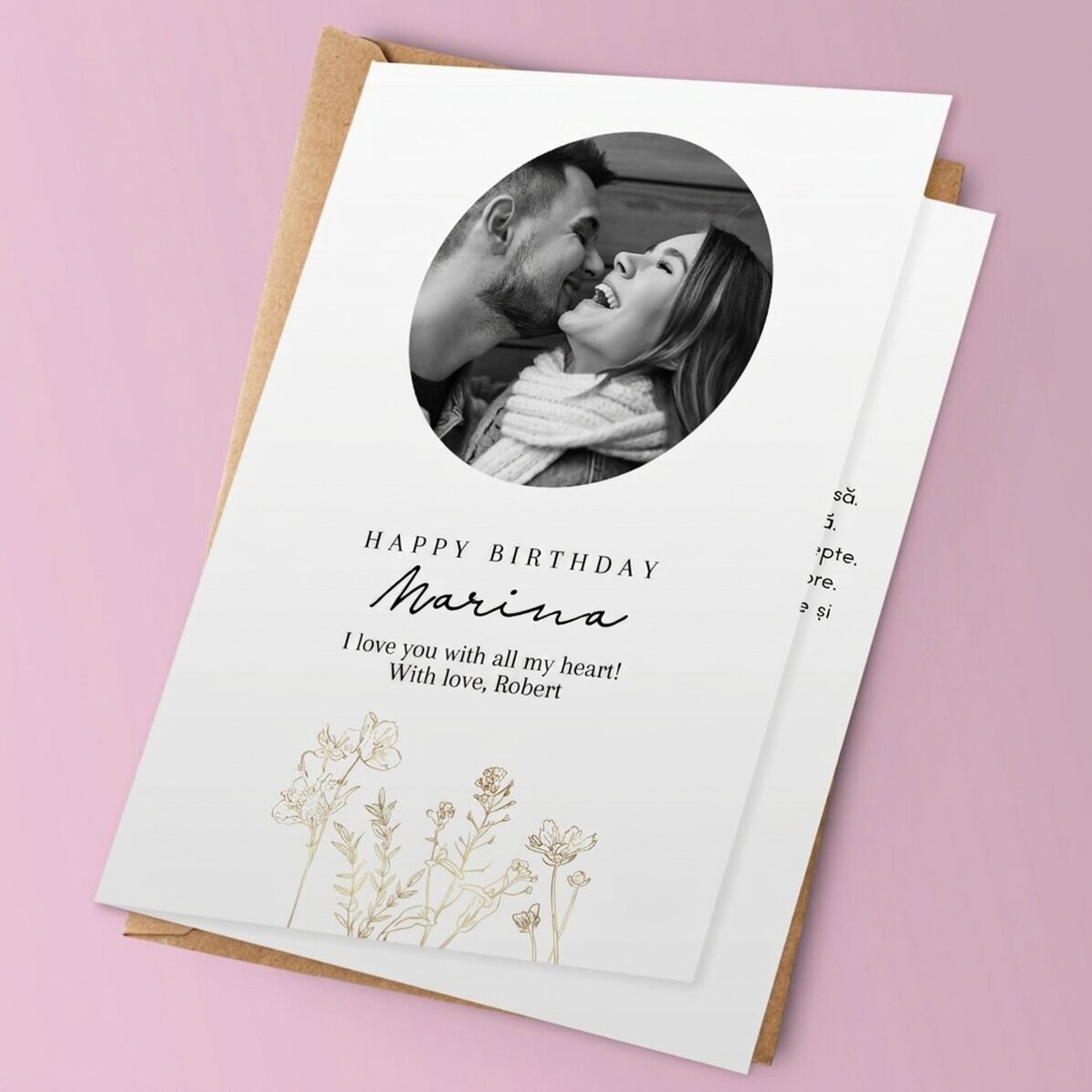 Personalised greeting card with photo and text - Elegance