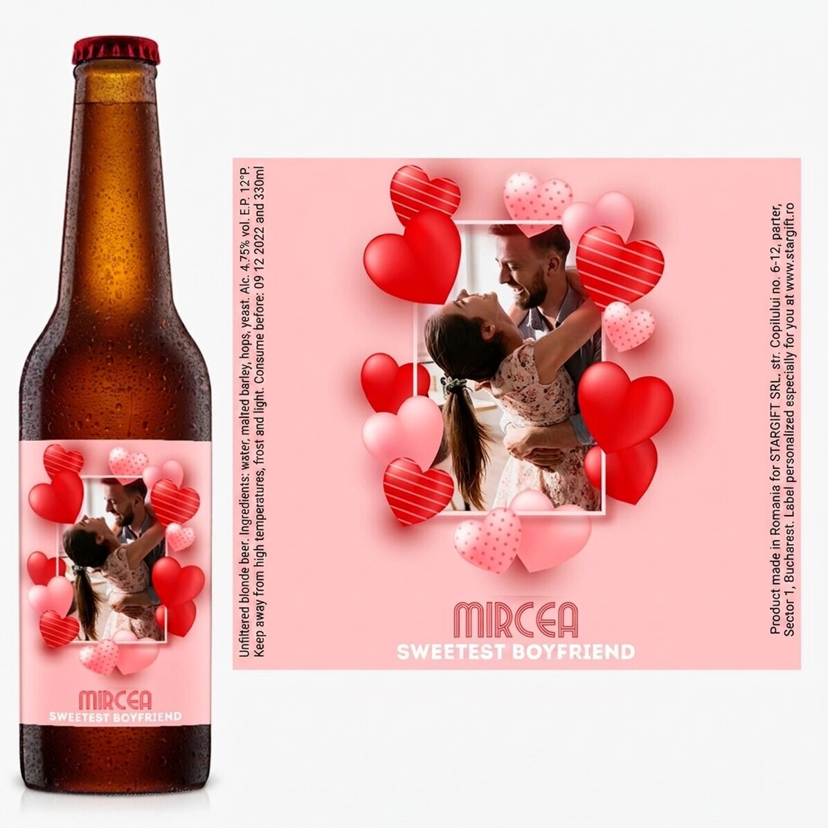 Personalised beer with text and a photo - The sweetest boyfriend