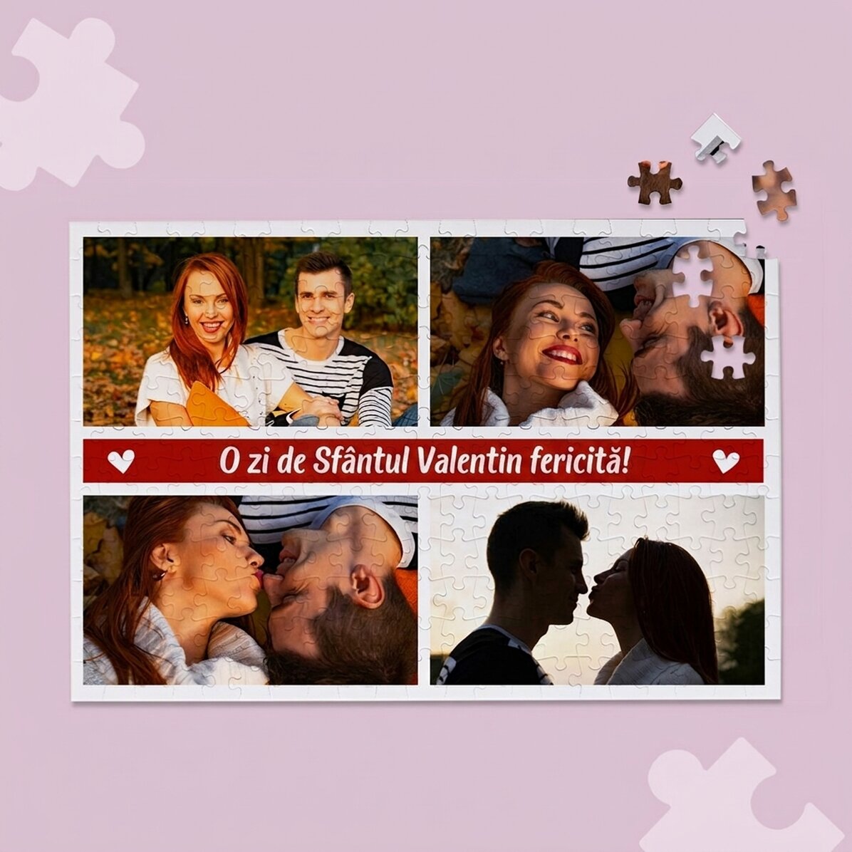 Personalised puzzle with 4 photos and text, 36x24 cm - Moments