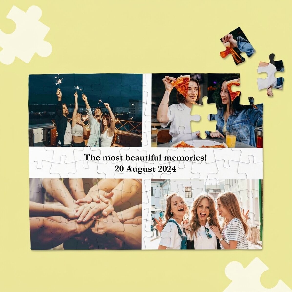 Personalised puzzle with 4 photos and text, 28x19 cm - Your most cherished memories
