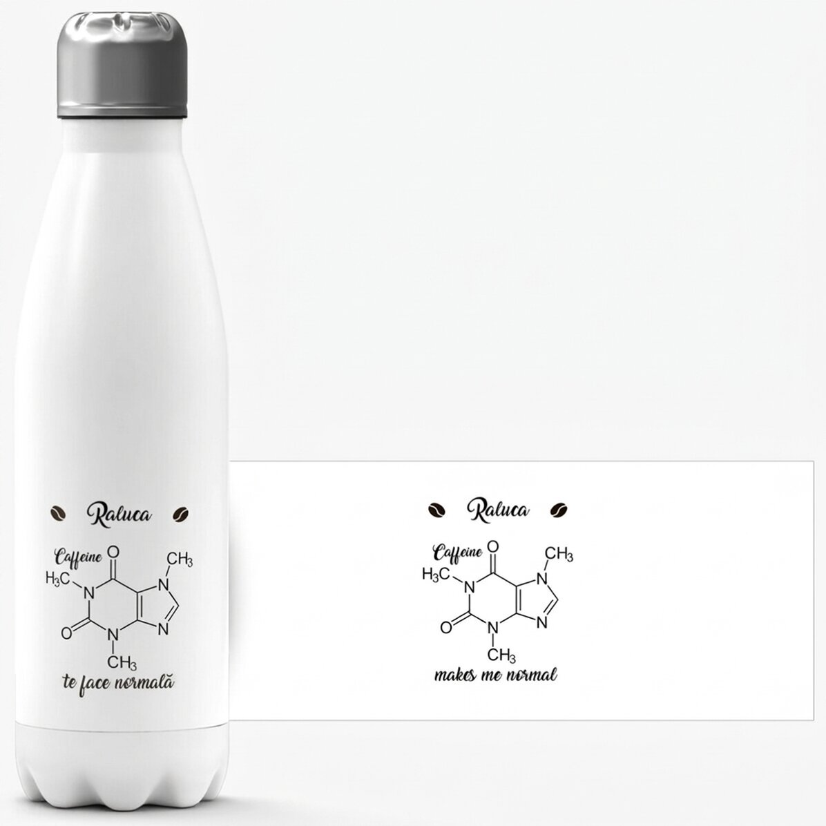 Thermos with white base personalised with name - Chemistry