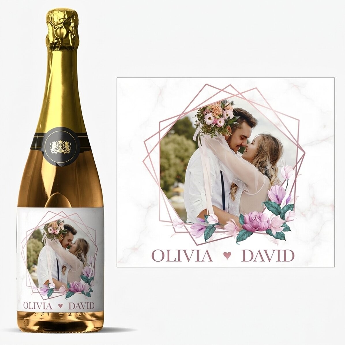 Personalised sparkling wine with a photo and text - Moments for two