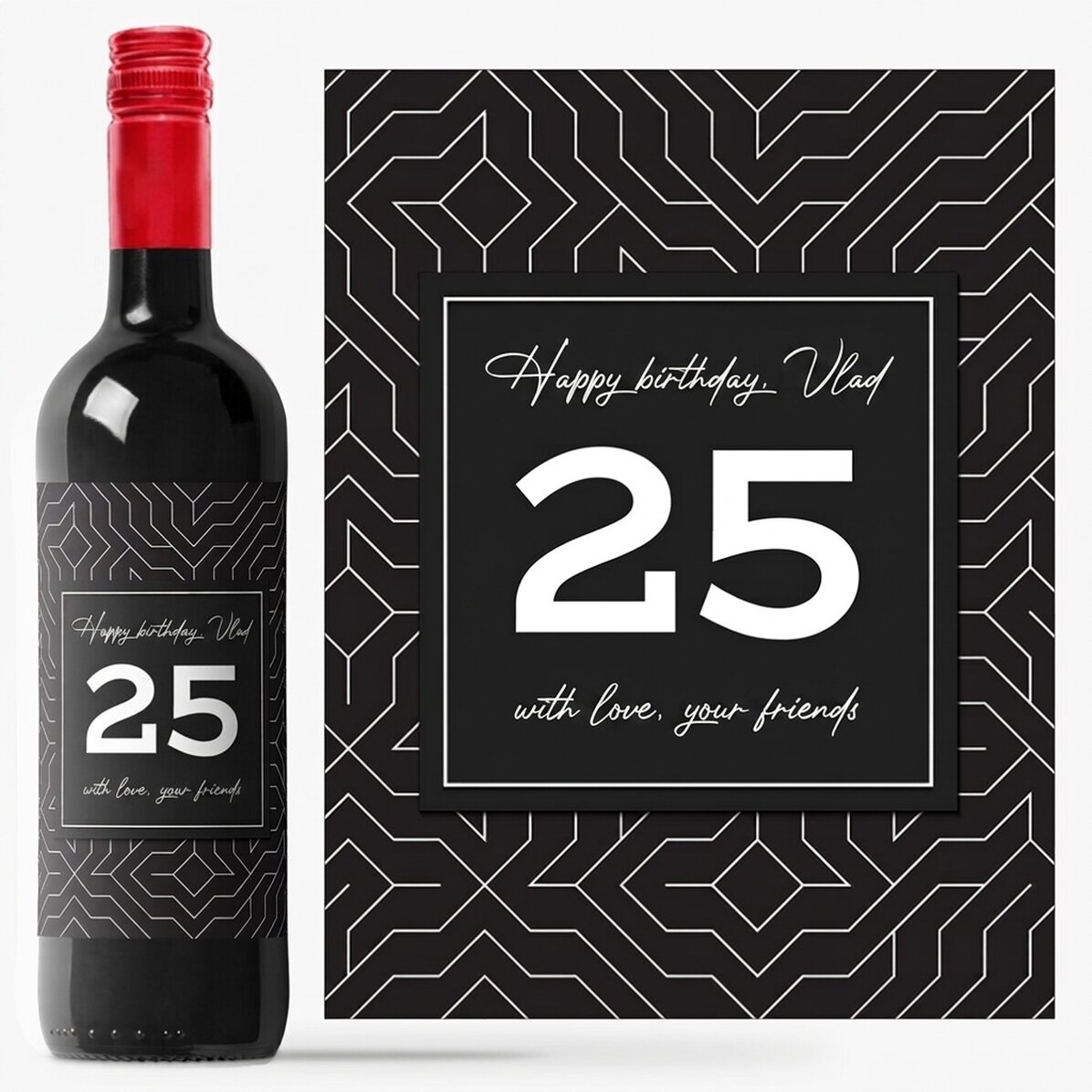 Personalised wine with text - Modern