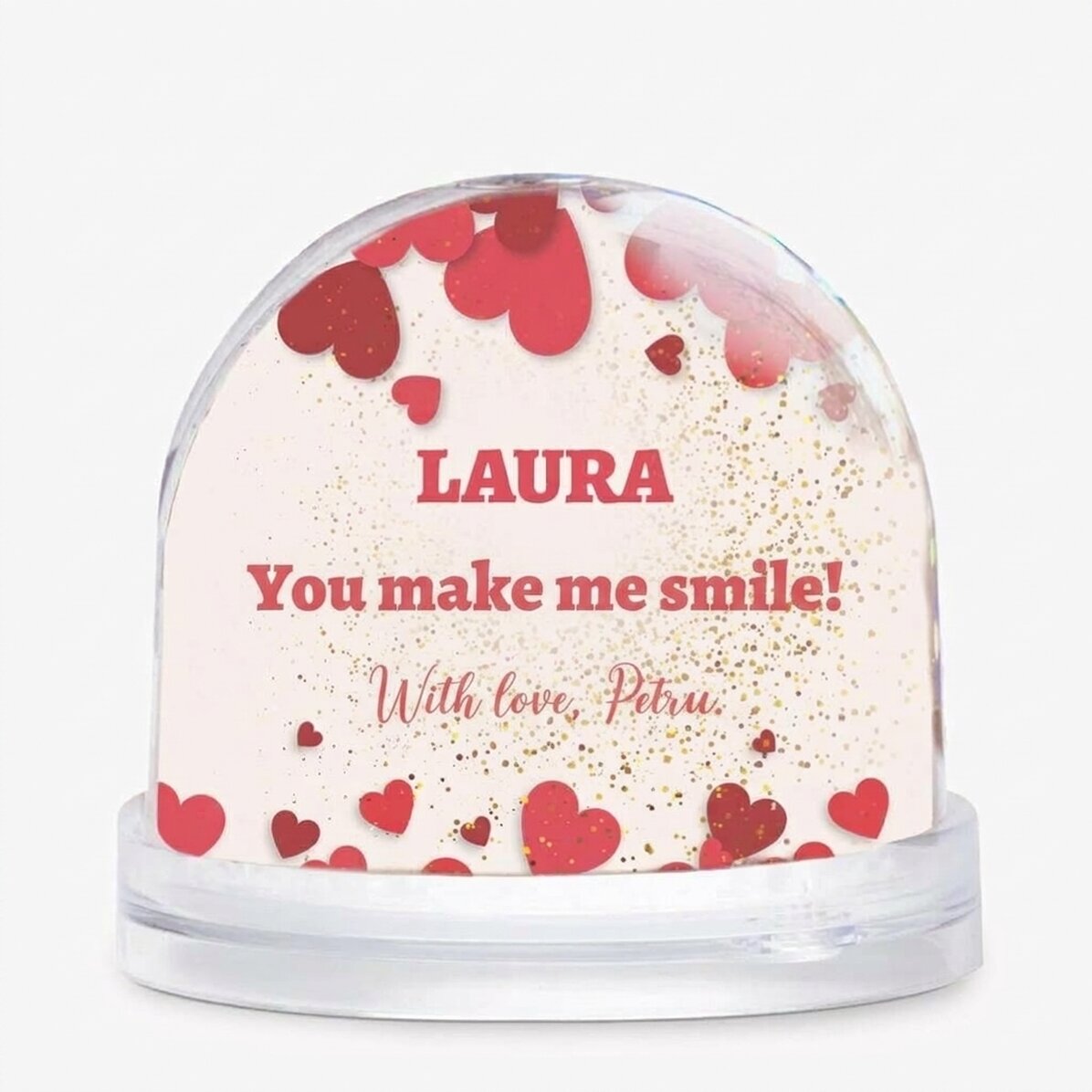 Personalised desk globe with photo and text - You make me smile
