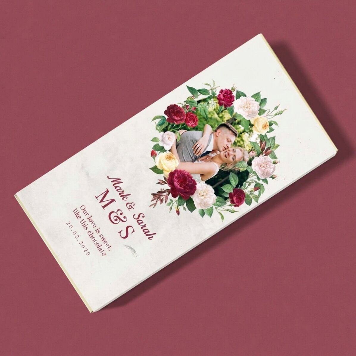 Personalised chocolate with text and photo - Vintage flowers