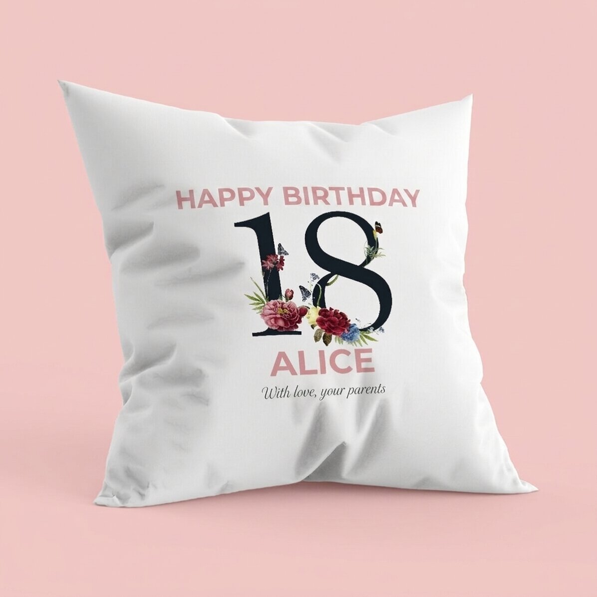 Personalised cushion with text - 18th birthday