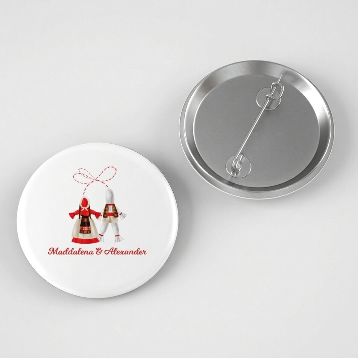 Personalised badge with romantic text