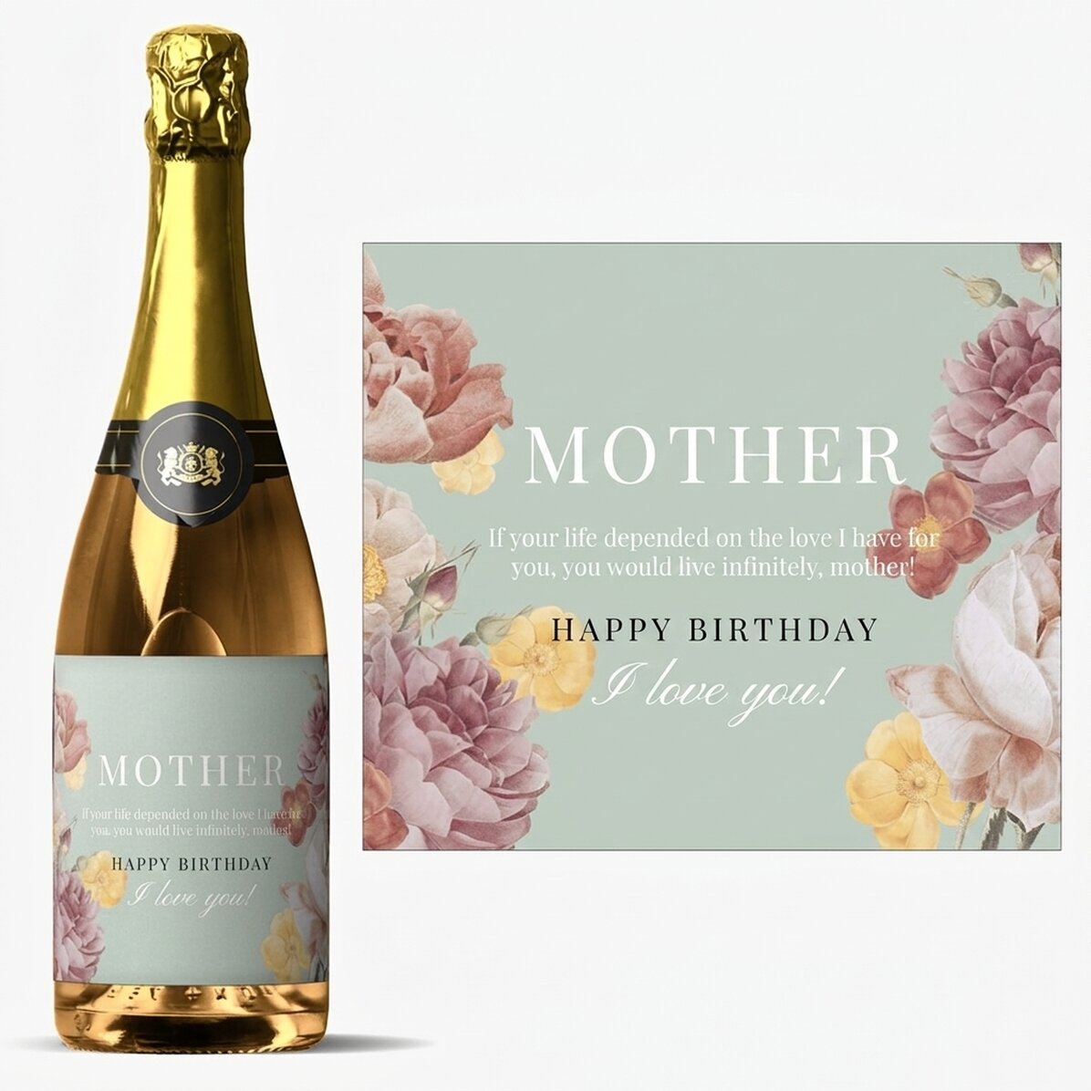 Personalised sparkling wine with text - Dear Mum